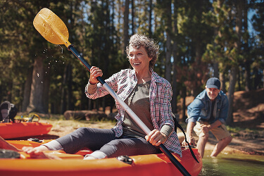 senior woman kayaking